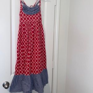 Girls Dress with Adjustable Straps. Red and Navy Blue Sz 10-14.